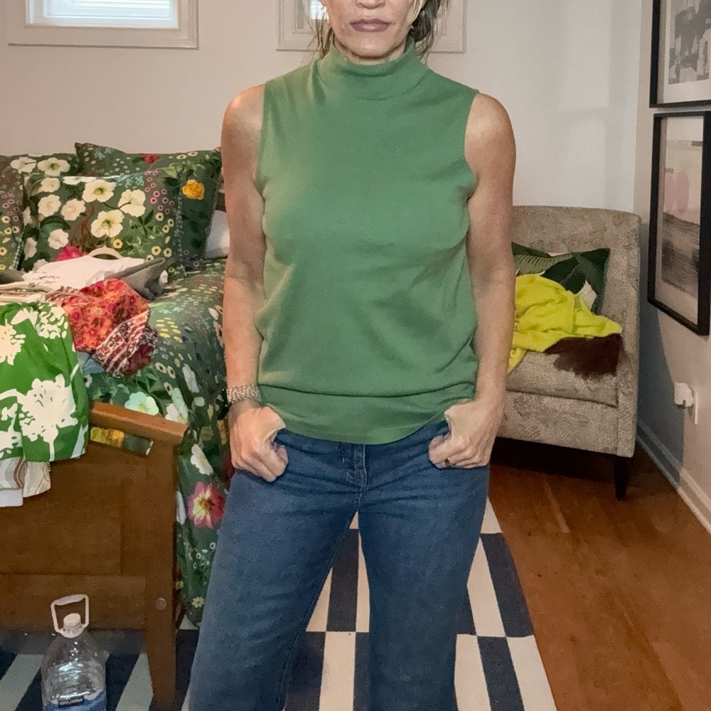 J. Crew green Sleeveless Turtleneck Sweater